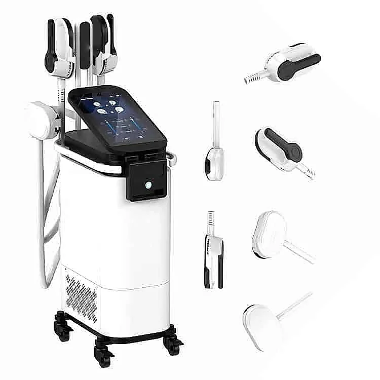 White multifunction aesthetic device with touchscreen and multiple body treatment applicators, offered by STRUB Aesthetic Technology