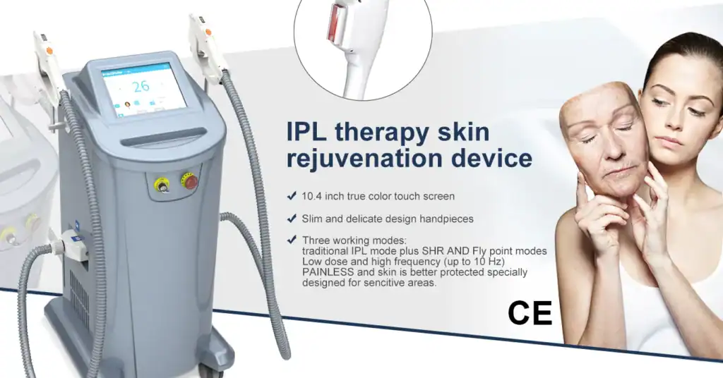 STRUB IPL skin rejuvenation device with handpiece and visible anti-aging result